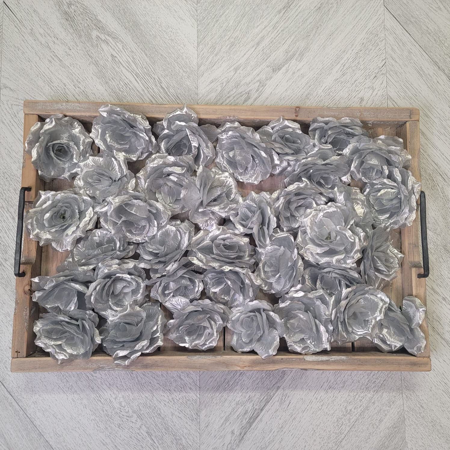 SILVER Loose Open Rose Floral/20pc/50pc/100pc/Florals/Loose Florals/DIY/Wedding decor/Floral decor/Event decor/Floral wall panel/Flower wall