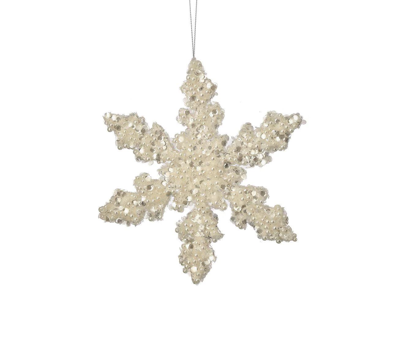8" White & Silver Iced Sequin Pearl Ornament/Christmas Tree Ornament/Tree Topper/Ornament/Tree Decoration/Xmas Decor/Xmas Tree Decor/Holiday