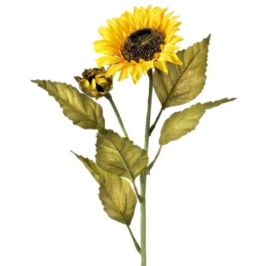 28" Sunflower Spray With Bud/Artificial Yellow Sunflower Stem | Silk Floral Stem | Farmhouse Decor | Fall Wedding Flowers