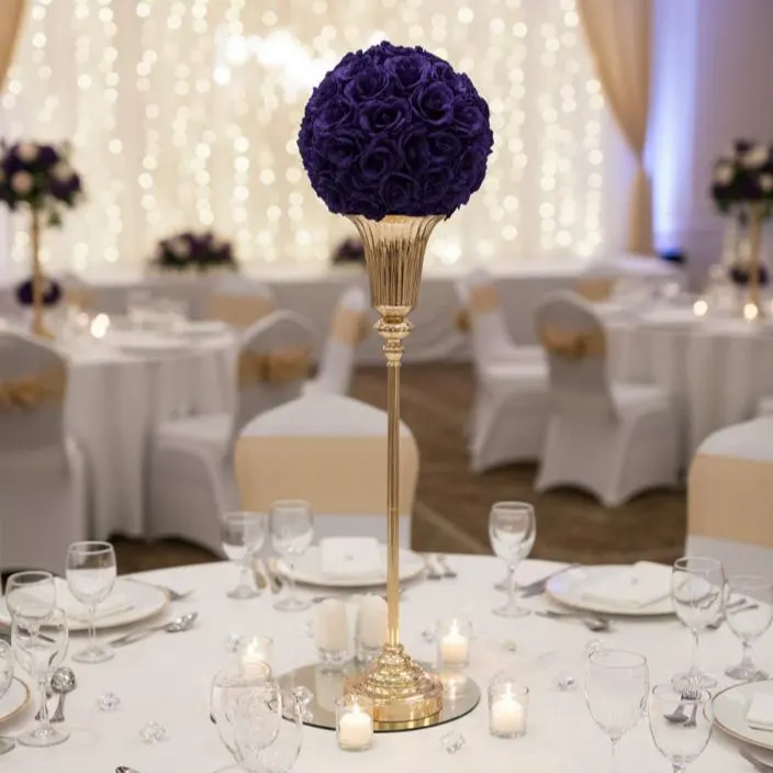 30" Gold Floral Riser Trumpet Centerpiece/Flower Ball Stand/Gatsby Wedding/Reception Styling/
