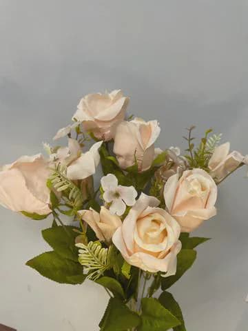Blush Pink Rose Bunch with Fillers, Silk Mixed Flower Bouquet, Faux Rose and Hydrangea Arrangement, Romantic Pink Wedding Florals, Flower