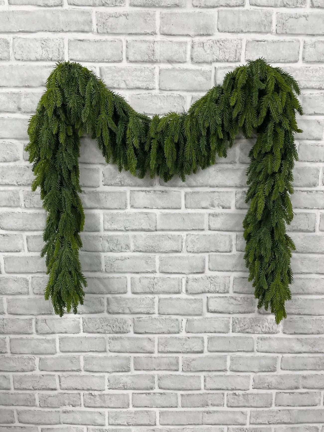 70" Real Touch Spruce Garland, Faux Dripping Winter Greenery, Luxury Christmas Mantel Swag, Hanging Evergreen Wedding Table Runner Decor