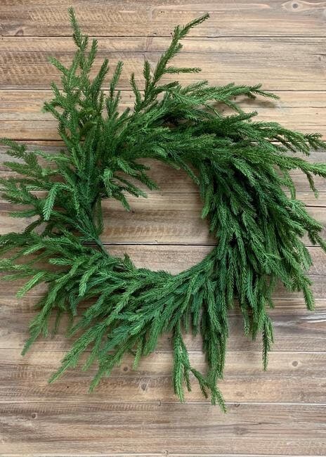 24" Fresh Touch Norfolk Wreath/Green Artificial Wreath/Green Wreath/Natural Looking Wreath/Outdoor Wreath/Green Outdoor Wreath/Home