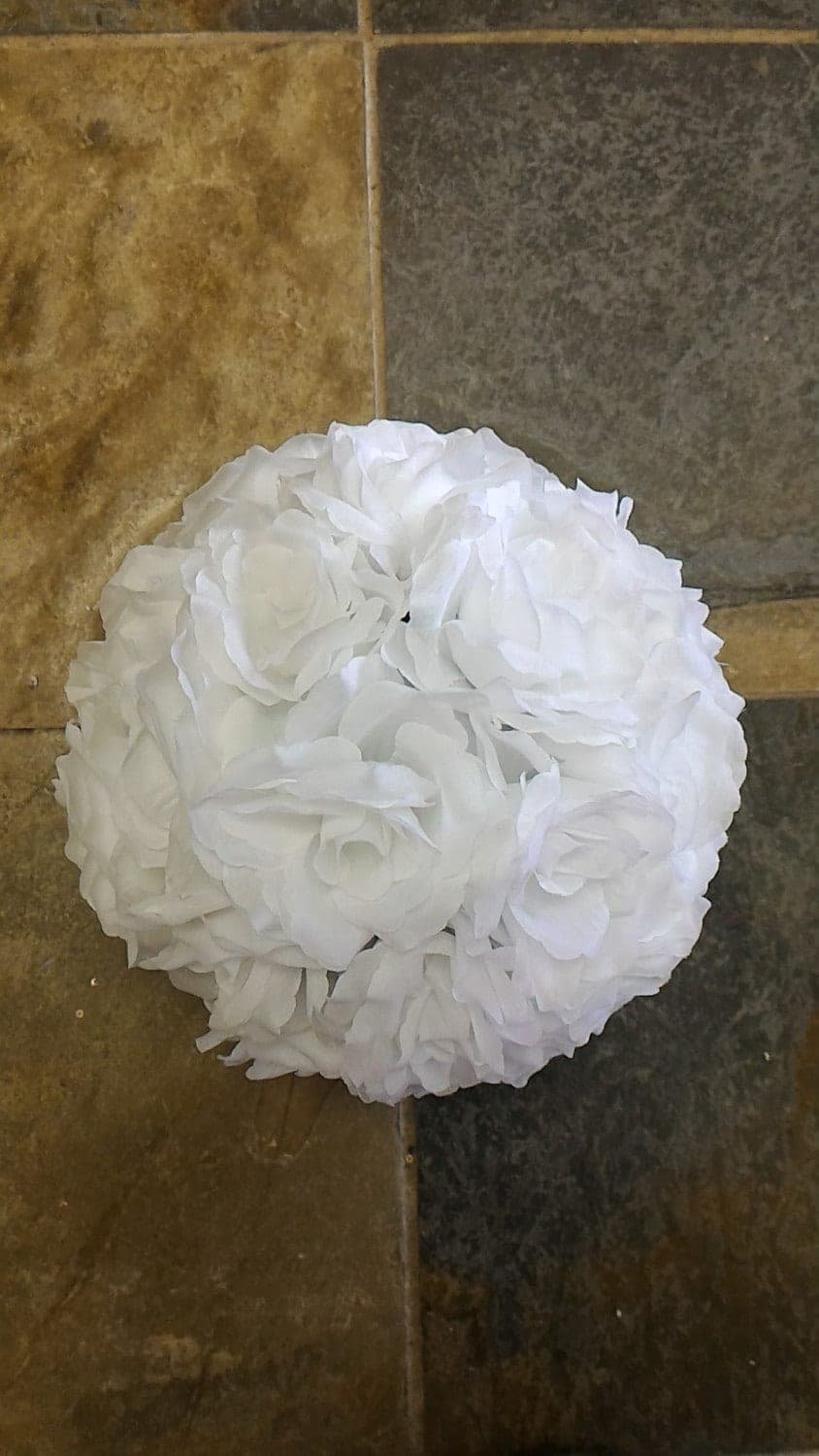 White Rose Flower Ball Pomander Wedding decoration Ball Silk Rose Kissing Ball Faux Flowers/Mutiple sizes/Aisle decor/ Centerpiece