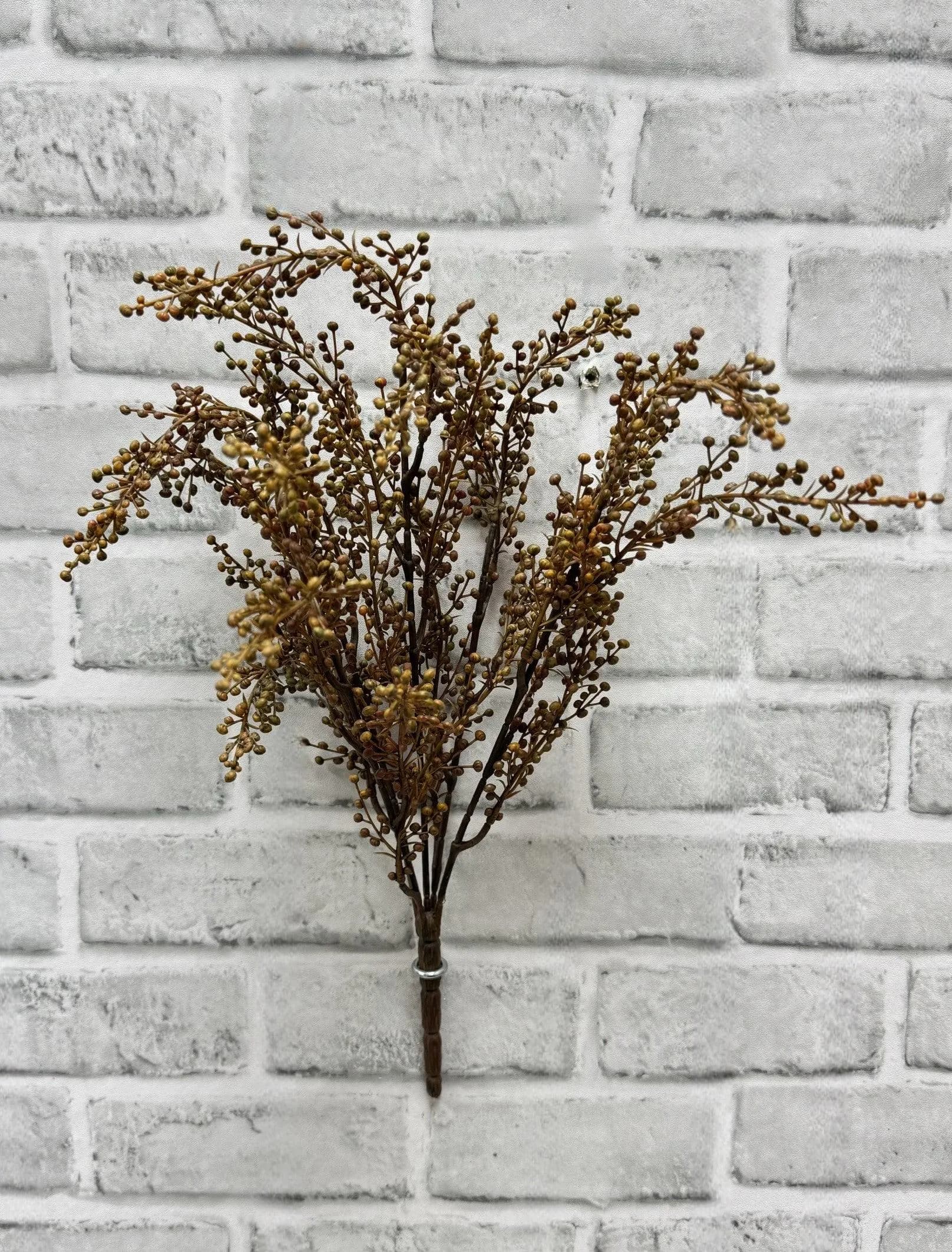 18" Artificial Brown Orange Pepperberries Bush, Faux Autumn Berry Floral Stem, Fall Wedding Centerpiece Garland Filler, Moody Romance Decor