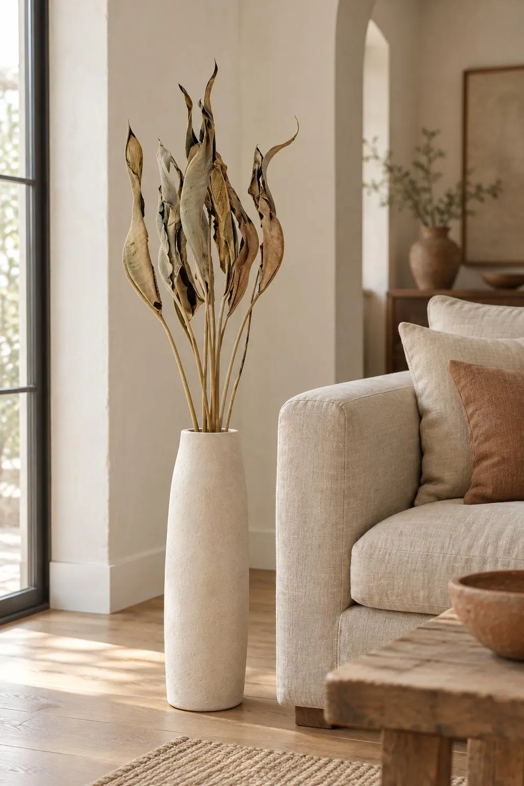 Dried Strelitzia Leaves 38 to 44 Inch Bundle of 10 | Natural Bird of Paradise Stems | Tall Boho Vase Filler