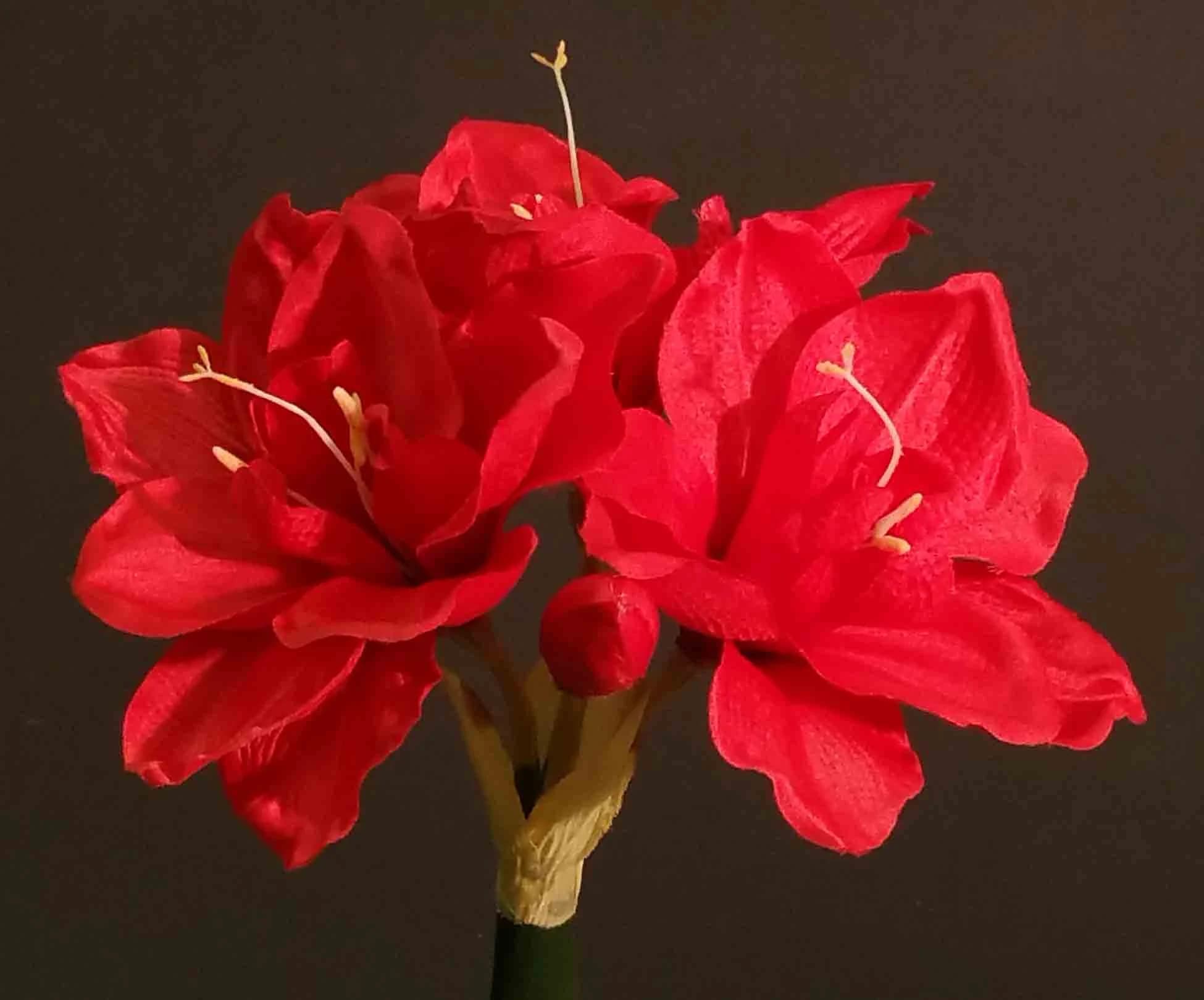 31" Red Amaryllis/Floral Spray/Florals/ Wedding/ White/ Outdoor Wedding Greenery/Centerpiece Decor/Faux Flowers/Roses