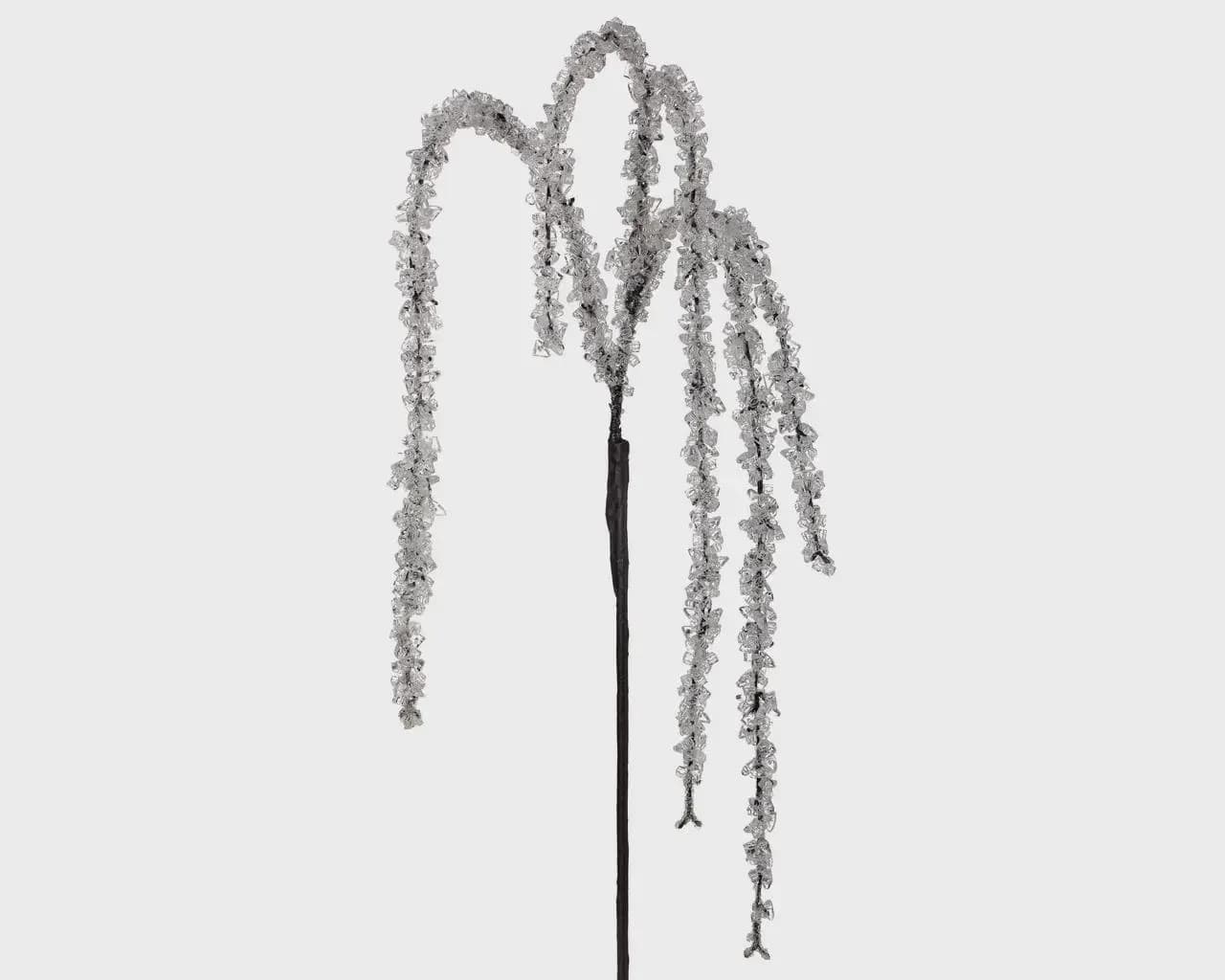 36" Hanging Iced Branch, Clear & Black Frosted Stem, Winter Wonderland Floral, Faux Holiday Decor, DIY Christmas Arrangement Supply