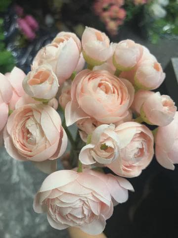 Blush 6xMini Silk flower Ranunculus bunch artificial wedding decor