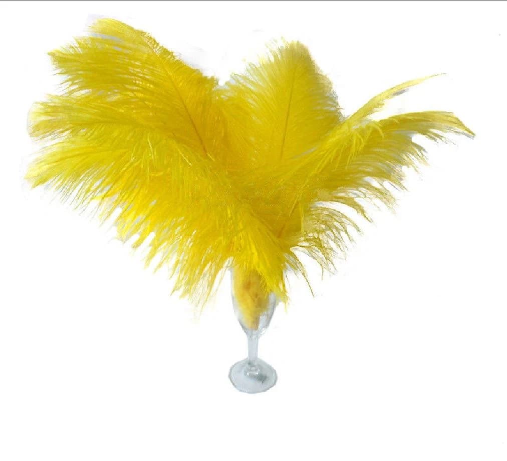 10 Pcs 8-10" 10-12" 12-14" 14-16" Yellow Ostrich Feather Plume 14-16"