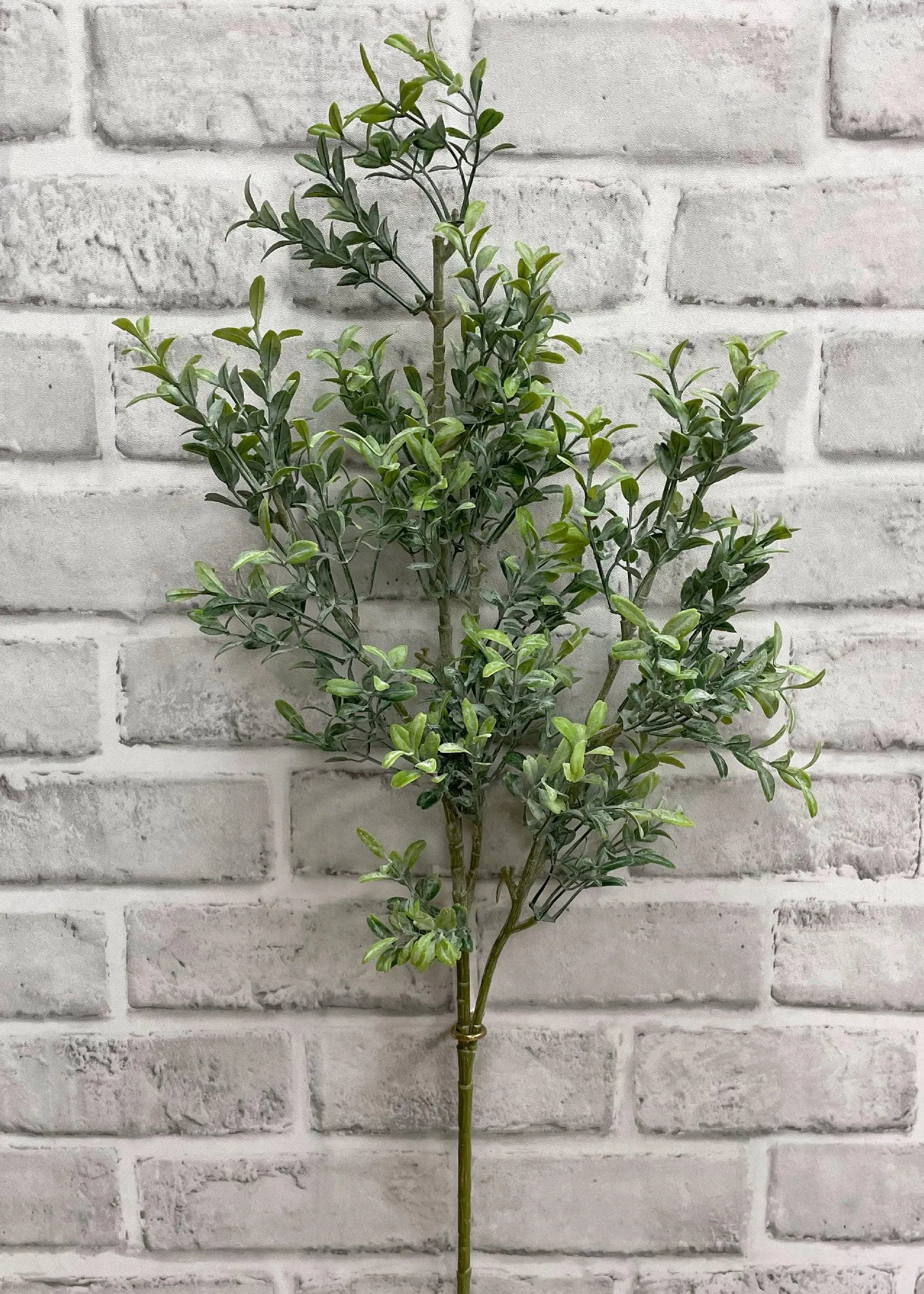 25.5" Dusted Mini Leaf Boxwood Spray | Artificial Boxwood Stem | Faux Greenery Spray | Farmhouse Decor | Botanical Vase Filler