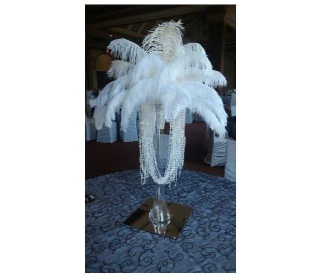 50 Feet of Crystal/Acrylic Garlands White Ostrich Feather Centerpiece for Glam Glitz Bling Hollwood theme