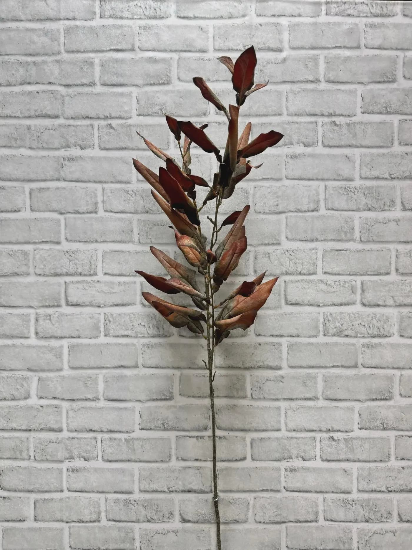 38" Rust Dried Look Leaves Spray | Artificial Autumn Foliage Stem | Rustic Fall Decor | Faux Botanical Branch | Thanksgiving Arrangement