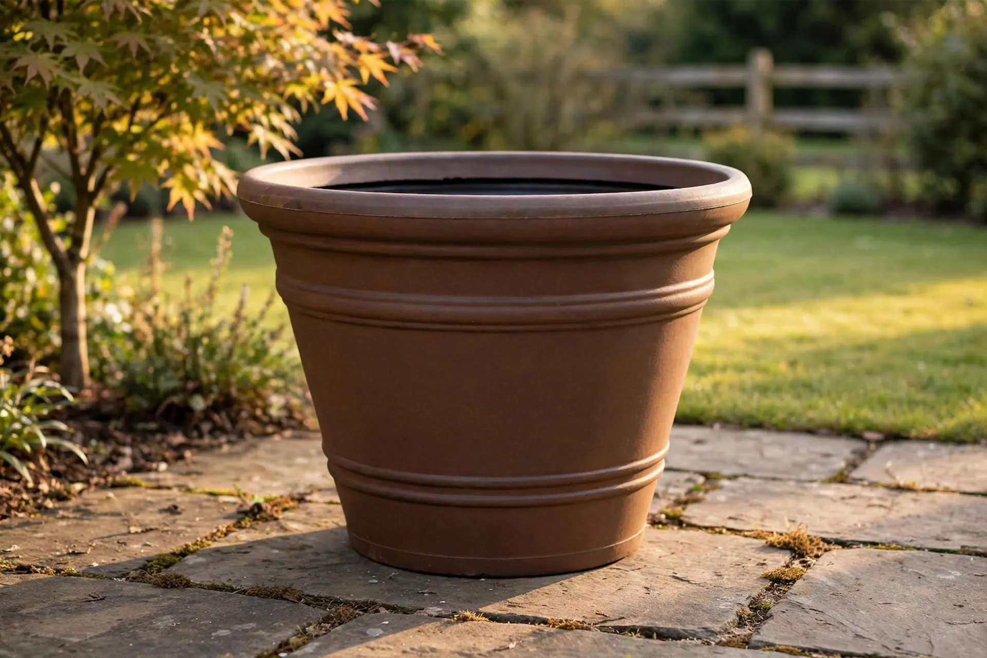 Eco Plastic Pienza Pot Rust 24x17.8 Inch | Large Classic Flowerpot | Lightweight Garden Planter