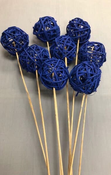 Royal Blue Big Wicker Balls on Sticks 8pc  Decorative Balls, Rustic Decor Ideas, Rustic Bawl Filler, Wicker Decoration,  Rustic Table Decor