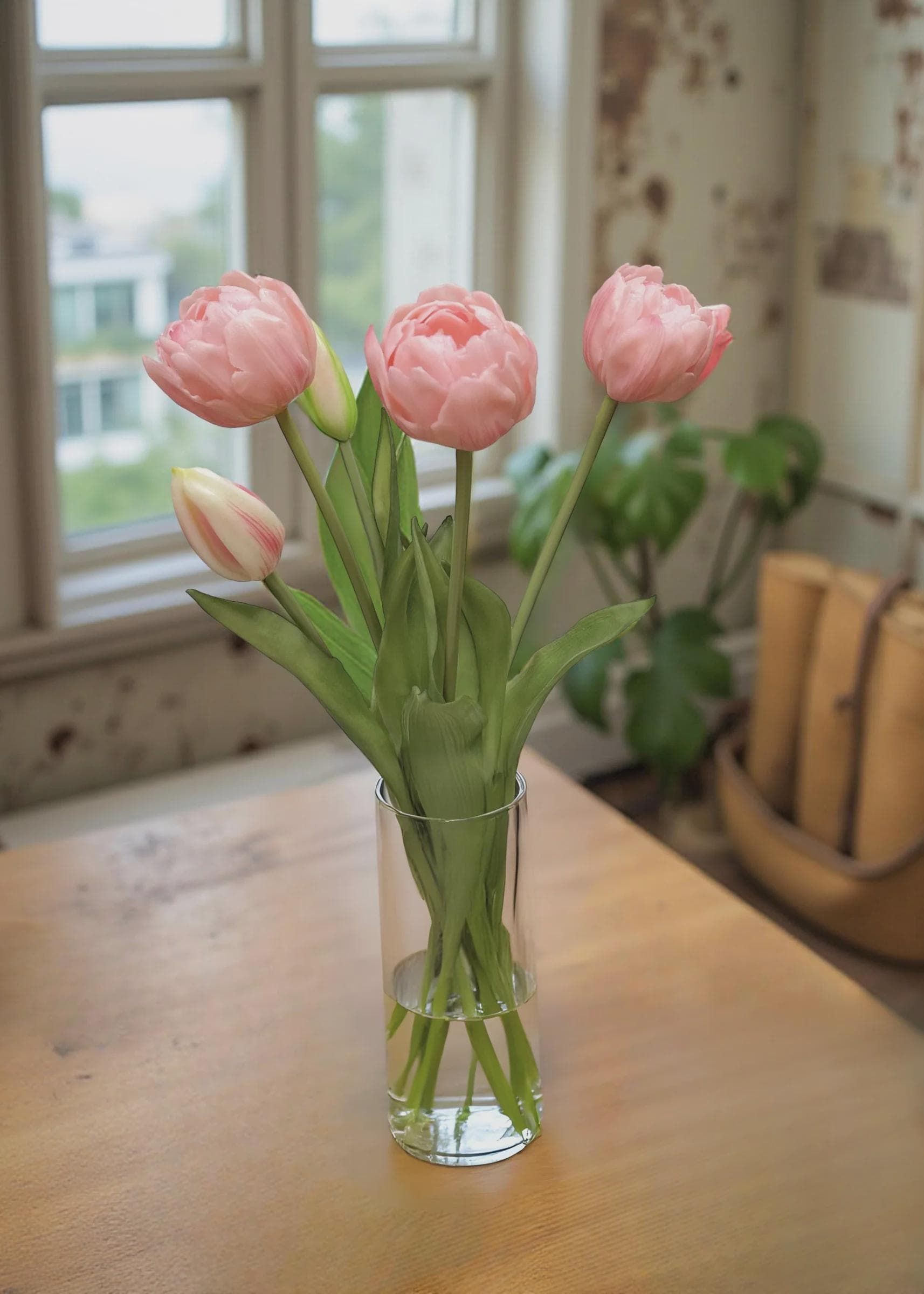 15" Fresh Touch Pink Avant Garde Peony Tulip Bundle/Faux Spray/Autumn Decor/Holiday Decor/Fall Decor/Thanksgiving Decor/Wedding Decor