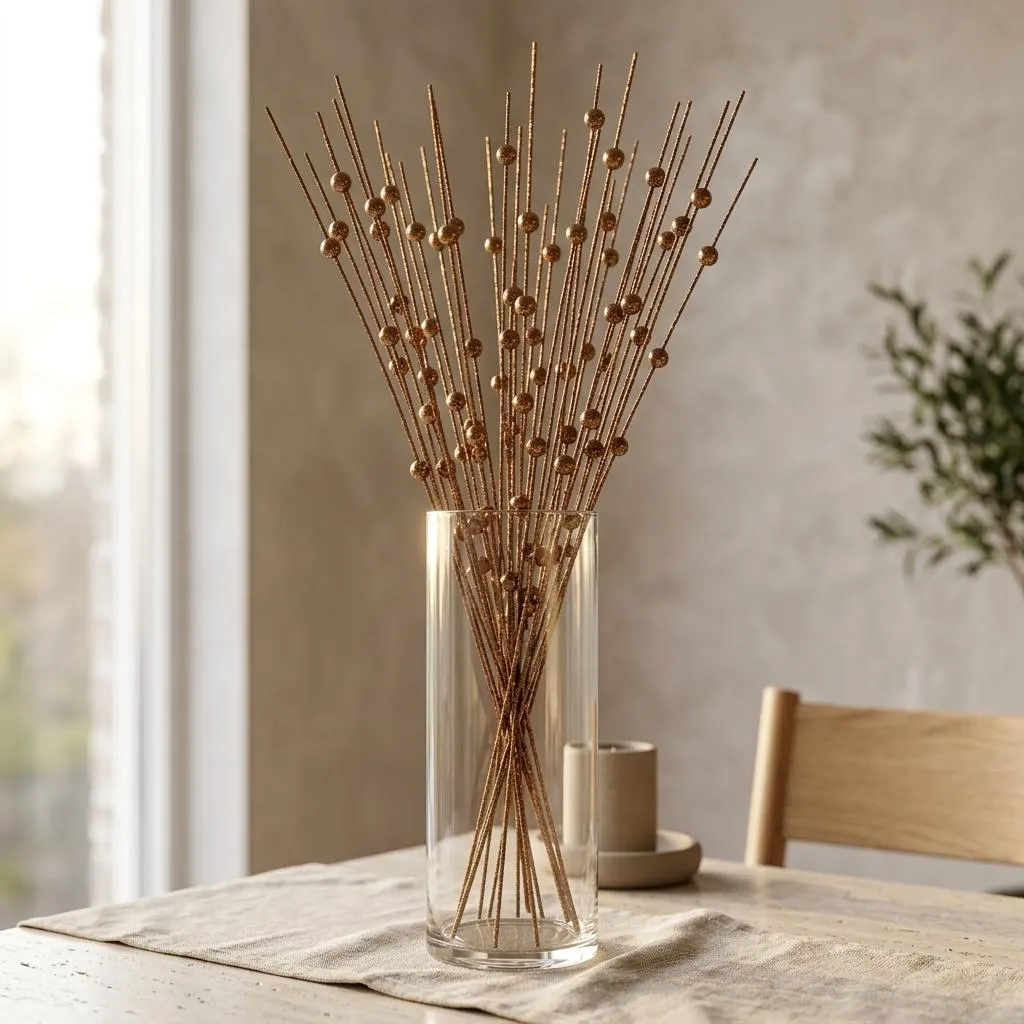 32" Copper Sparkle Pearl Bamboo Sticks/Rustic Decor/Home Decoration/Home Decor/Bamboo Sticks/Winter Wedding/Wedding Centrepiece