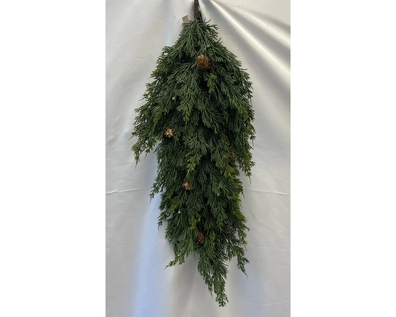 28" Real Touch Cedar, Cones & Berries Teardrop/Green Artificial Wreath/Green Wreath/Natural Looking Wreath/Outdoor Wreath/