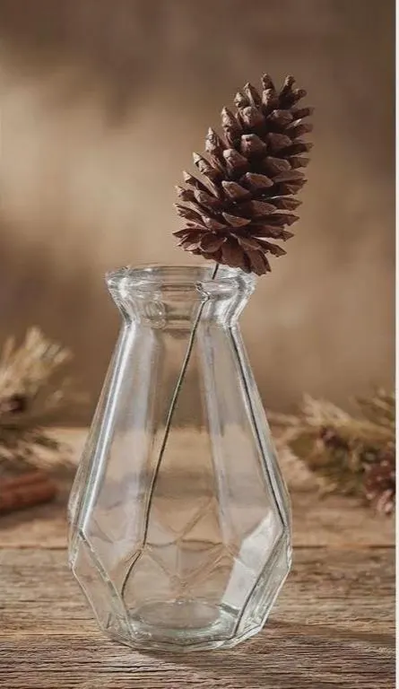 Large 4" Natural Pine Cone on 6" Pick, Brown Woodland Pinecone Stem for Christmas Wreath Supplies, Holiday Floral Arrangements, Urn Displays