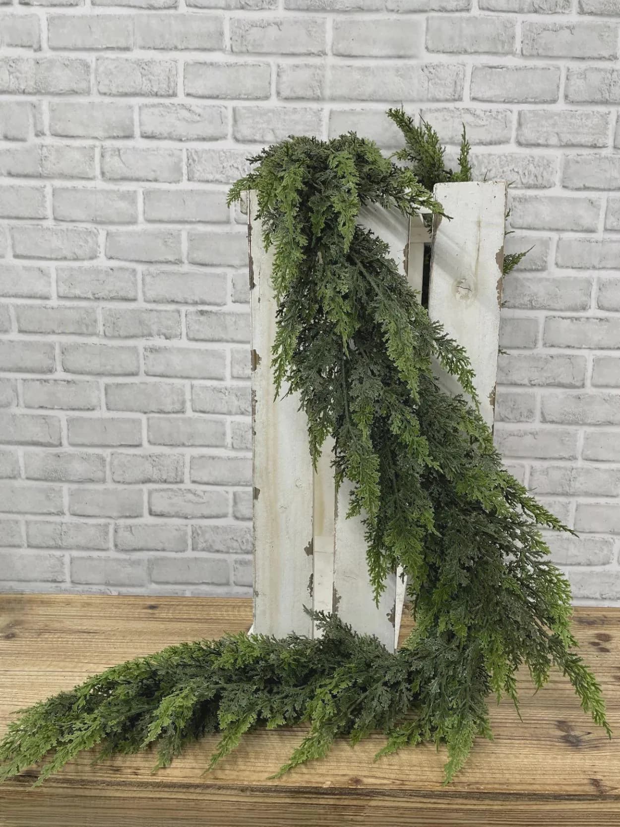 6ft Real Touch Cedar Garland, Faux Eastern Red Cedar Winter Greenery, Luxury Holiday Mantel Swag, Christmas Wedding Arch Table Runner Decor