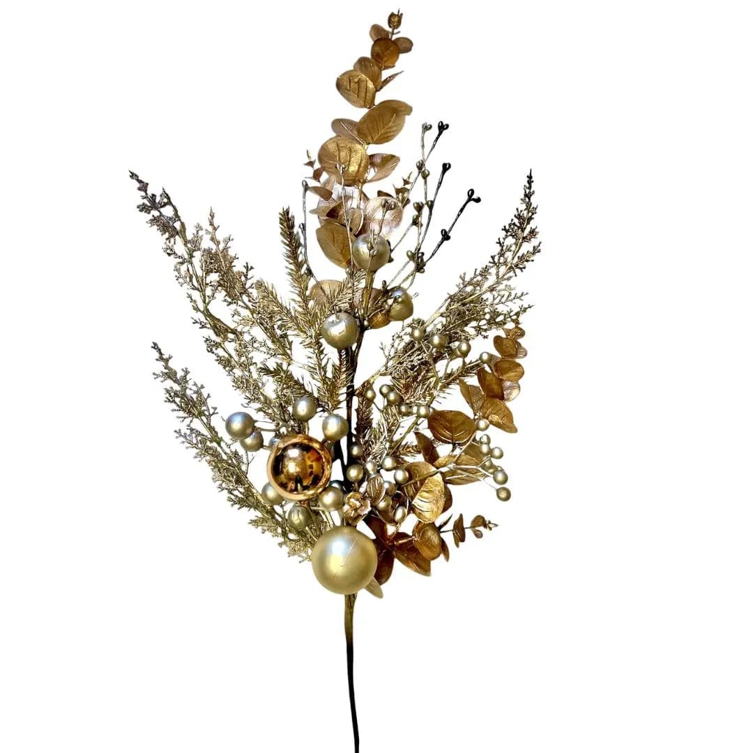 33" Platinum Berry Branch/ Festive Floral Pick/Christmas/Winter Decor/White Frosted/Evergreen Branch/Holiday Season/Faux Branch