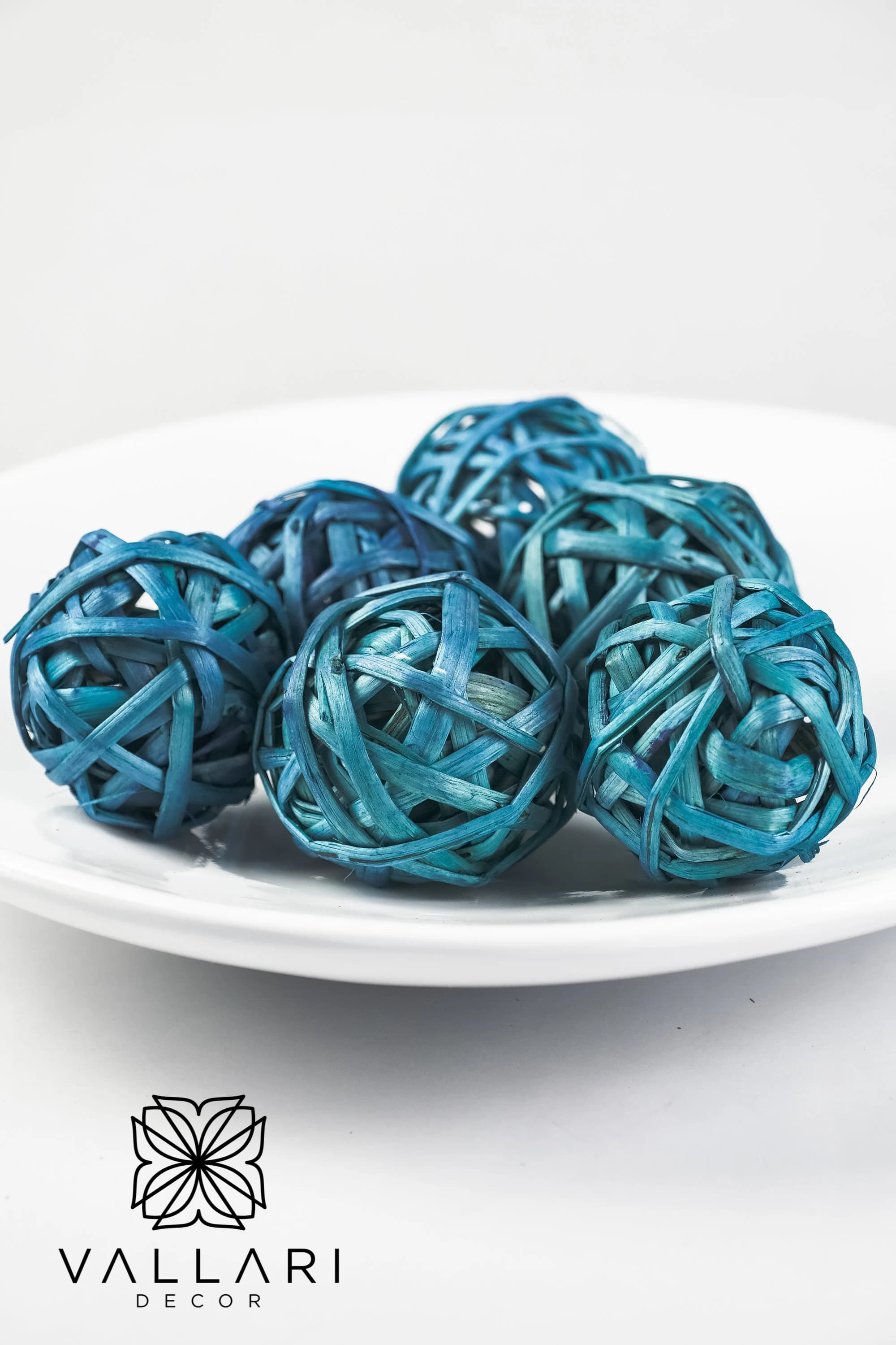 Blue Big Wicker Balls, 6  Decorative Balls, Rustic Decor Ideas, Rustic Bawl Filler, Wicker Decoration,  Rustic Table Decor