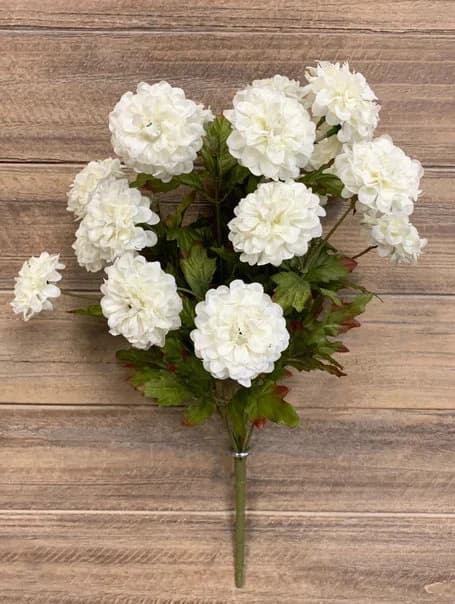 9PC 16" Cream Zinnia Bush/Fall/Thanksgiving/Table Setting/Home Decor/Faux Decor/Faux Decoration/Fall Season/Indoor Decor/Artificial