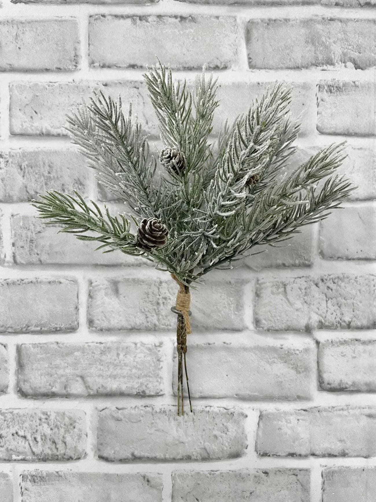 12" Snow Pine Pick Bundle (Set of 3) | Frosted Pine Greenery Stems | Winter Floral Picks | Christmas Decor | DIY Wreath & Arrangement Supply
