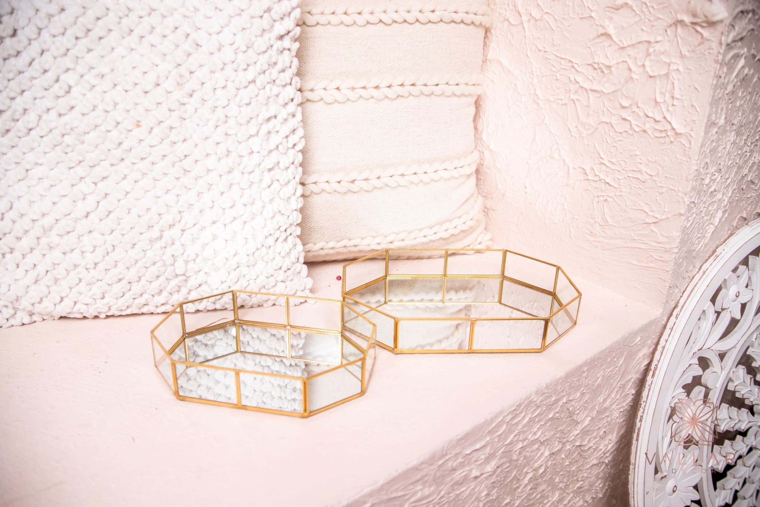 Terrarium Styled Vanity Trays/ Perfume Tray/Makeup Tray/ Gold Tray/Bathroom Vanity Tray/ Mirror Base Tray/Gold Trim Tray/Shirni tray