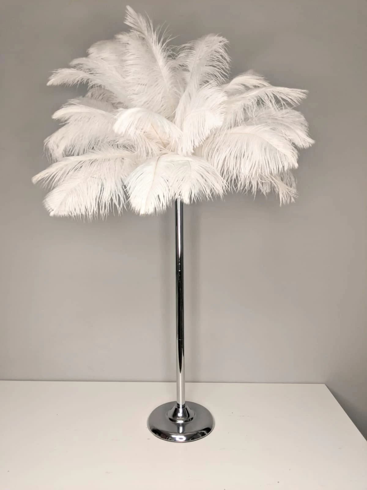 29" Elegant Silver Stand/ Ostrich Feather Centerpiece for Great Gatsby/Wedding/Old Hollywood/Glitz and Glam themes