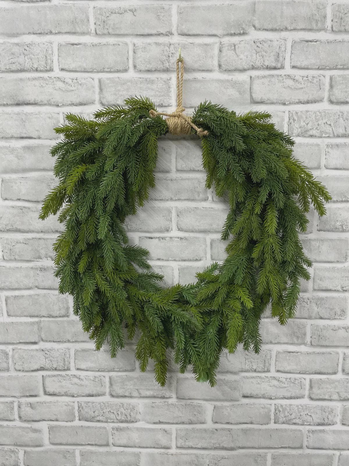 22in Real Touch Spruce Heart Wreath, Faux Red Spruce Winter Greenery, Luxury Christmas Front Door Hanger, Holiday Mantel Wall Decor Accent