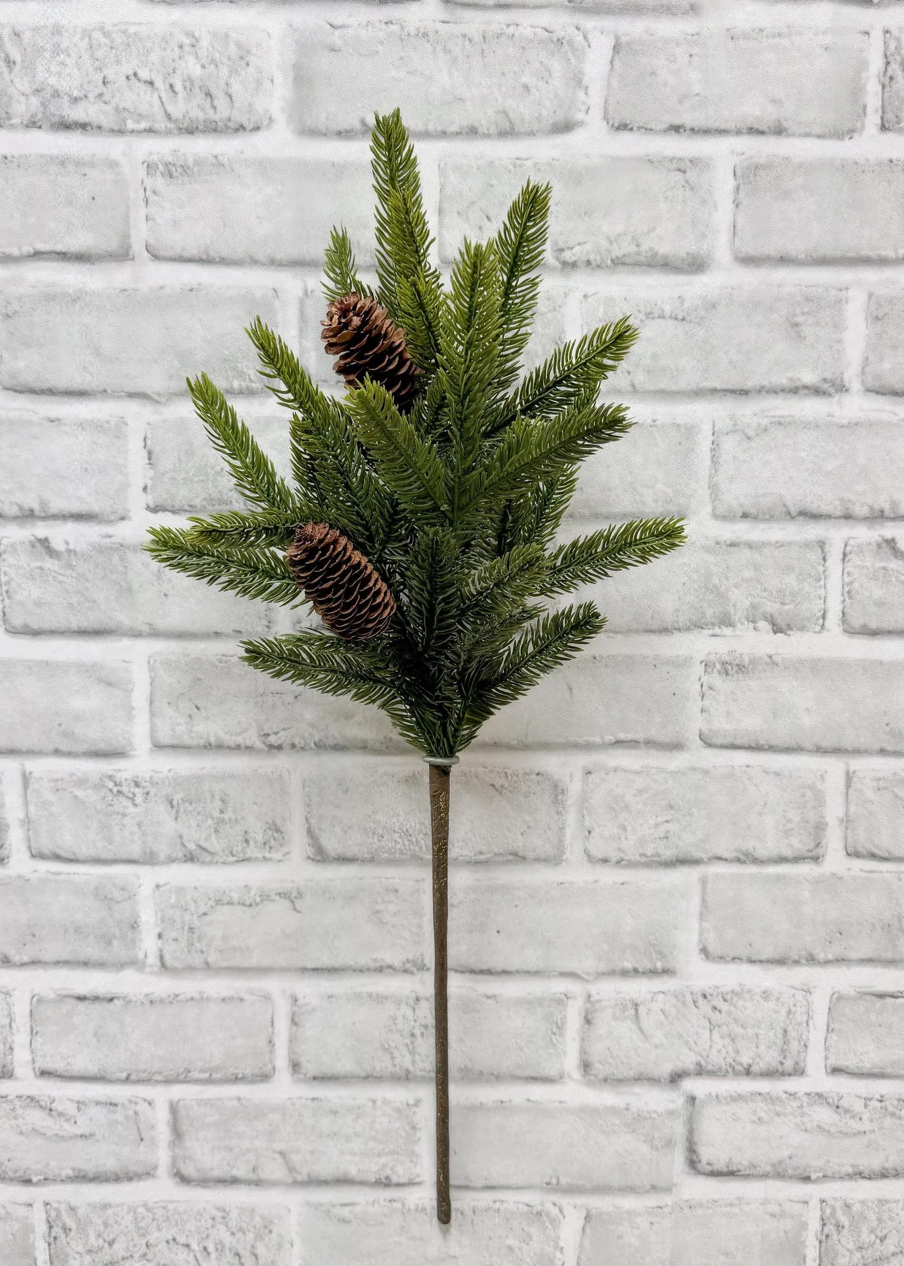 23" Fresh Touch Green Spruce Spray W/Natural Pine Cones/Sprays/Fall Sprays/Red Berry/Faux/Autumn Decor/Holiday Decor/Fall Decor/Table Decor