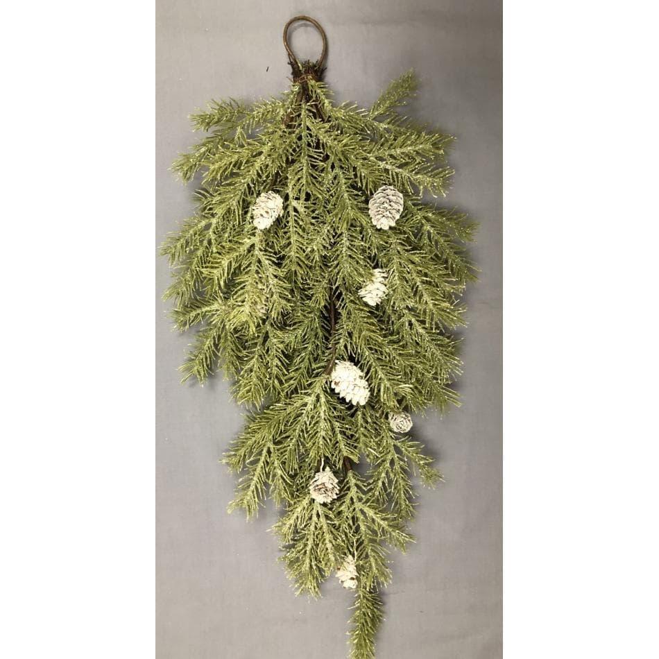 20" White Pinecone Teardrop/Winter Decor/Faux Teardrop/Winter Decor/Holiday Decor/Indoor Decor/Table Decor