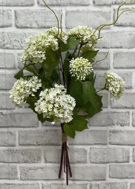 25" Snowball Bush/Floral Spray/Florals/Wedding Roses/White/Greenery Bushel/Outdoor Wedding/Centerpiece Decor/Faux Flowers/