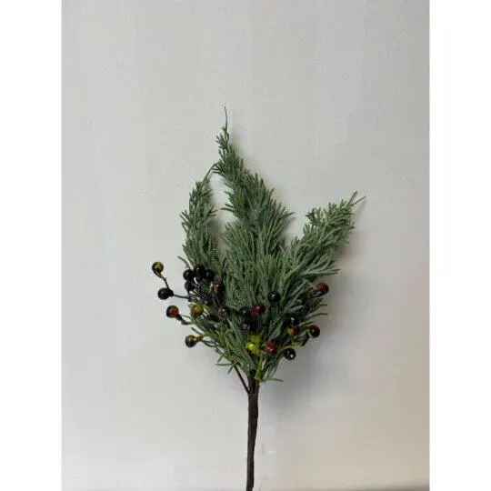 15" Real Touch Cedar With Berries Pick/Sprays/Fall Sprays/Red Berry/Faux Spray/Autumn Decor/Holiday Decor/Fall Decor/Table Decor