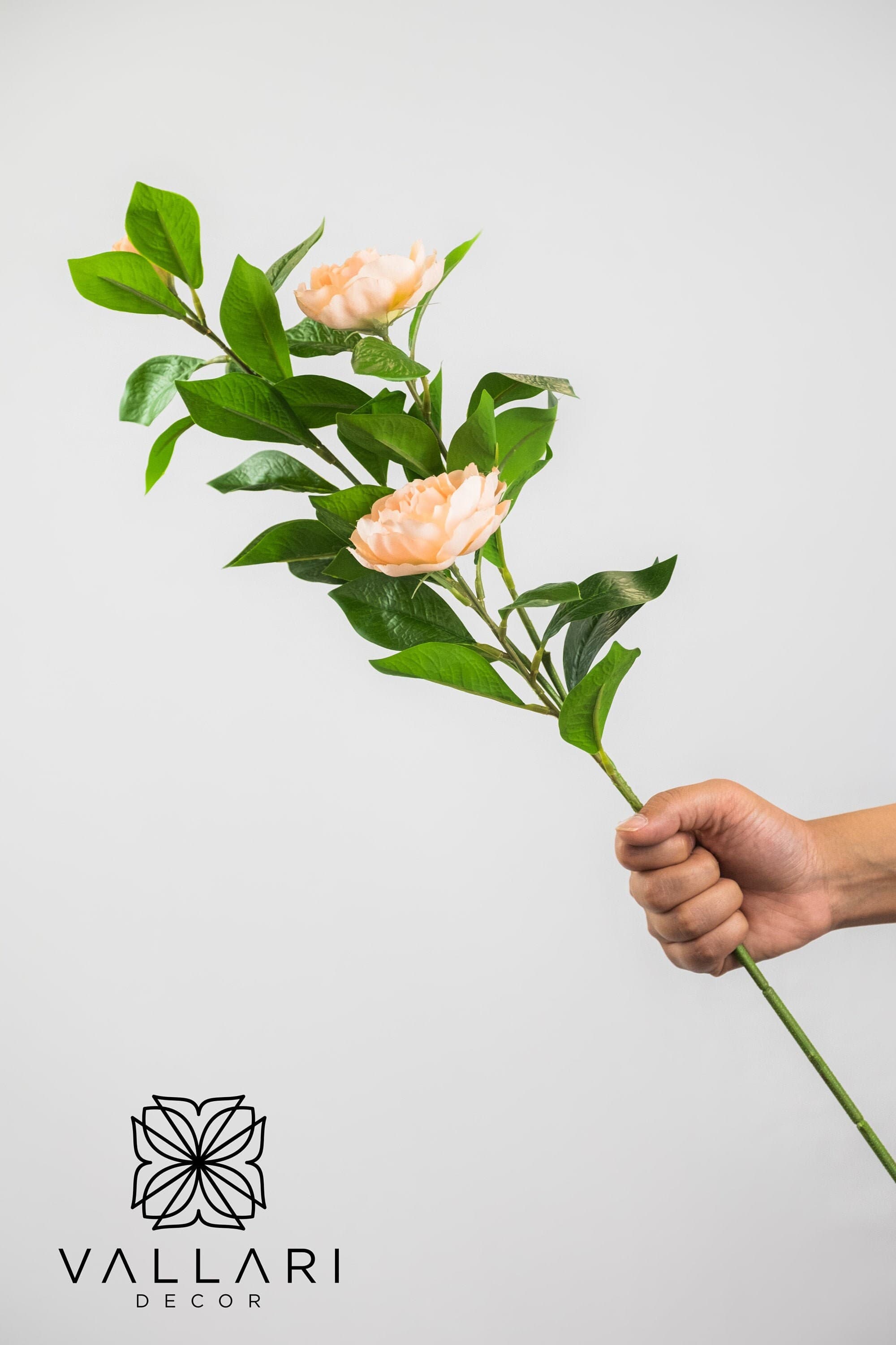 24" PEACH CAMELLIA SPRAY/Floral Wedding/Greenery/Wedding Centerpieces/Home Decor/Faux Vines/Silk Vines/Garlands