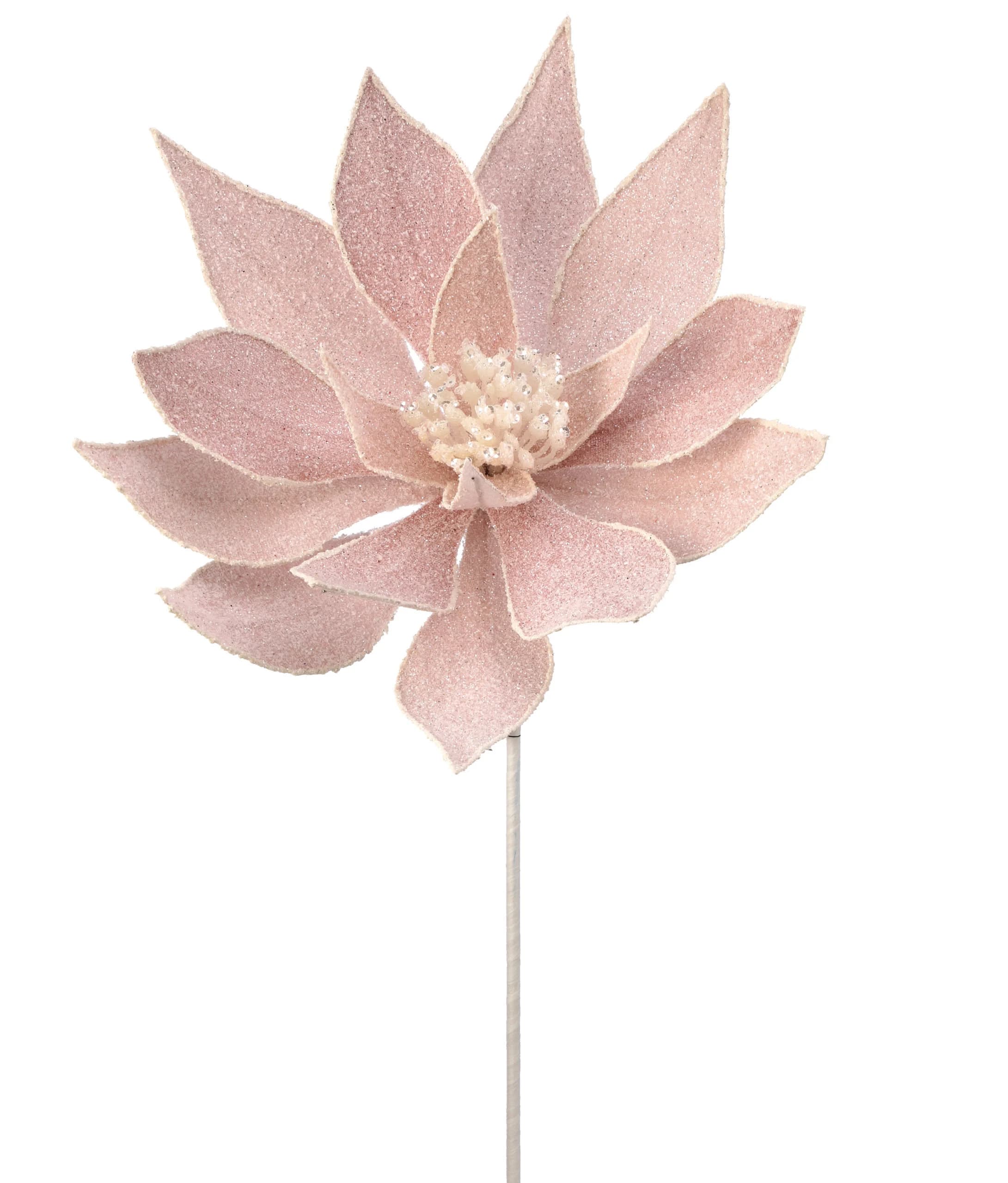 24" Blush Flocked Poinsettia/Holiday Decor/Christmas Decorations/Poinsettia Picks/Poinsettia Flowers/Poinsettia Plants