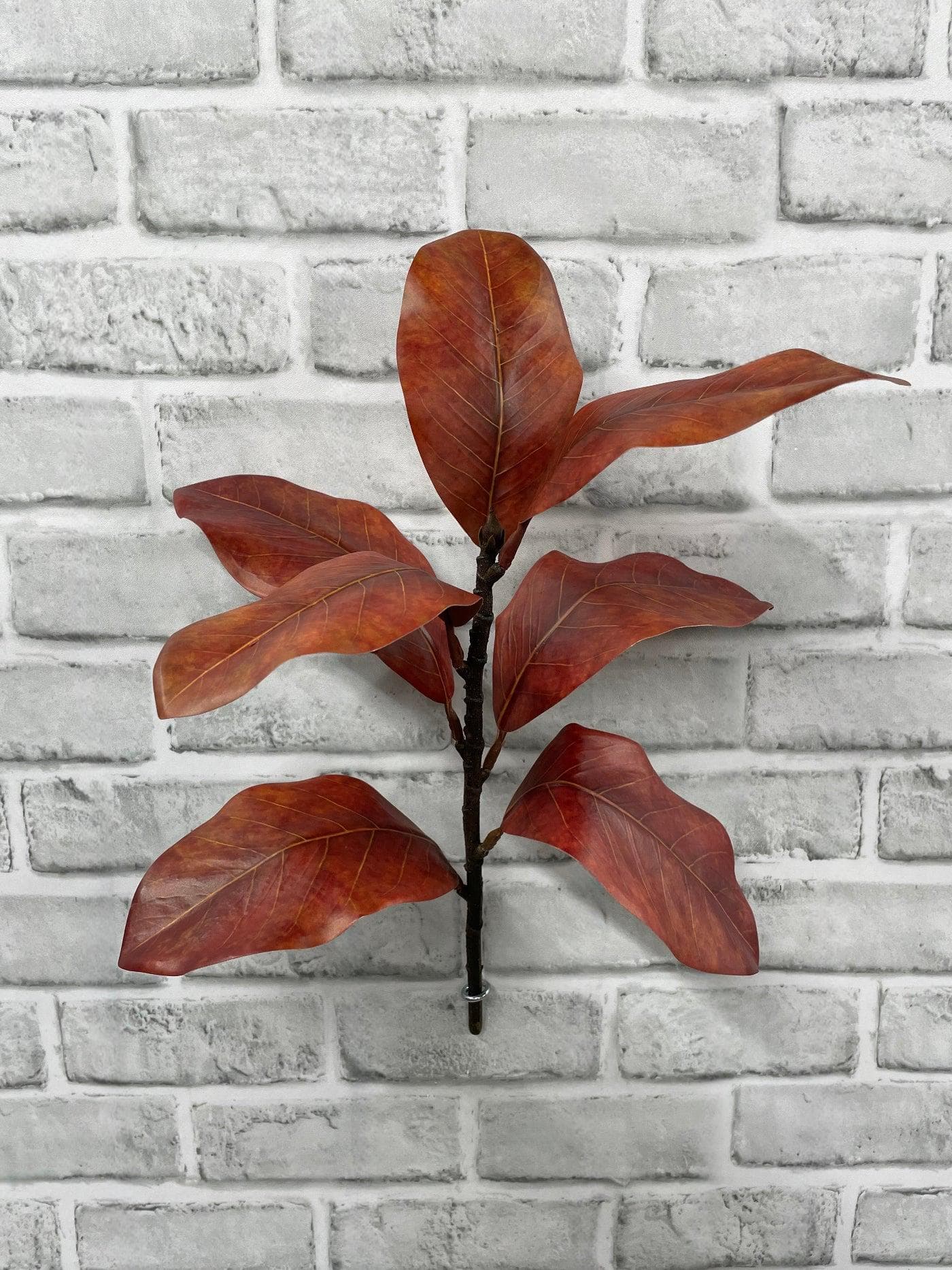 16" Faux Christmas Red Magnolia Spray, Artificial Holiday Magnolia Leaves, Winter Wedding Centerpiece Filler, Festive Table Decor, FALL