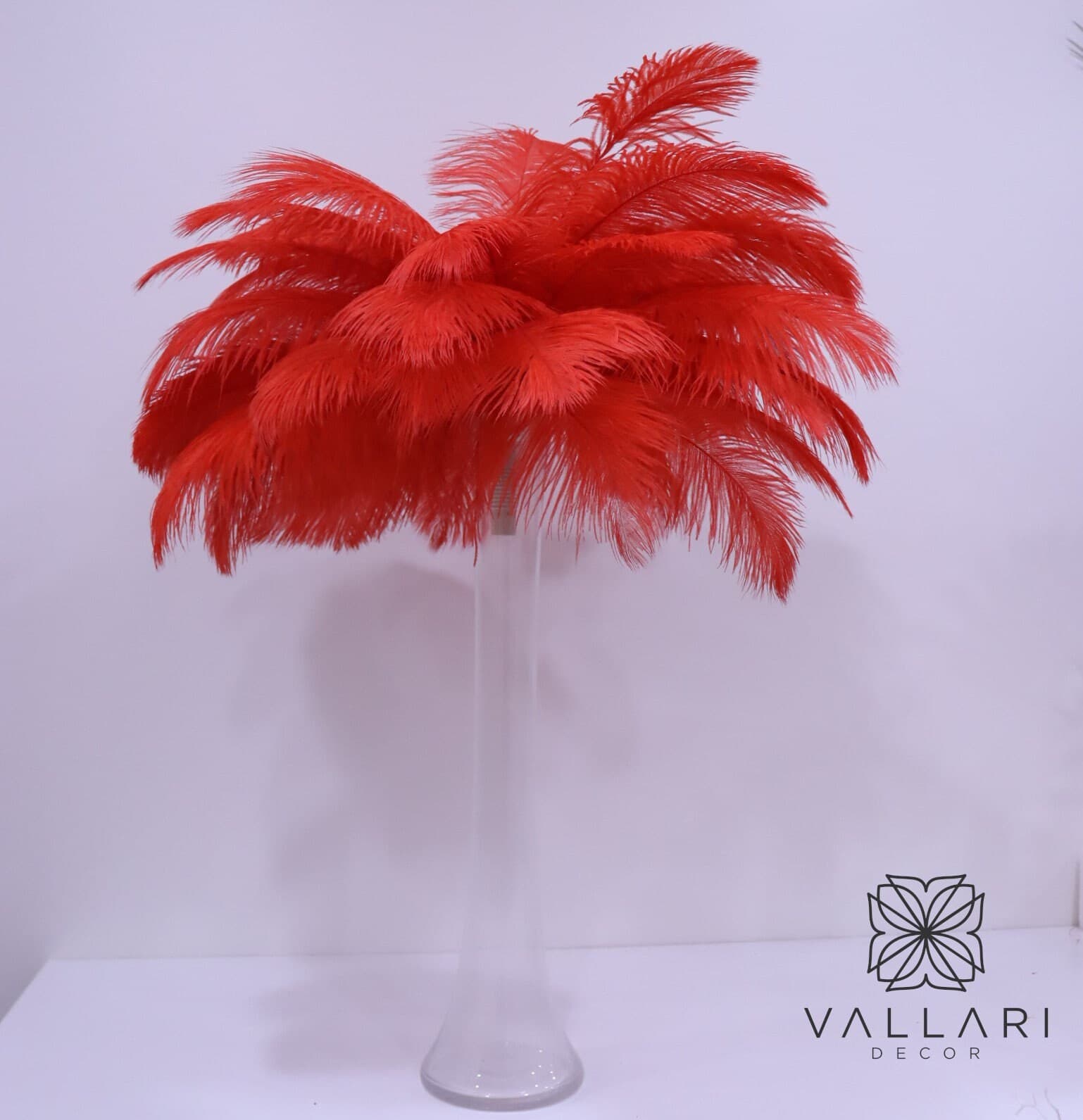 Red Ostrich Feather Centerpiece Kits with 24" Eiffel Tower Vase