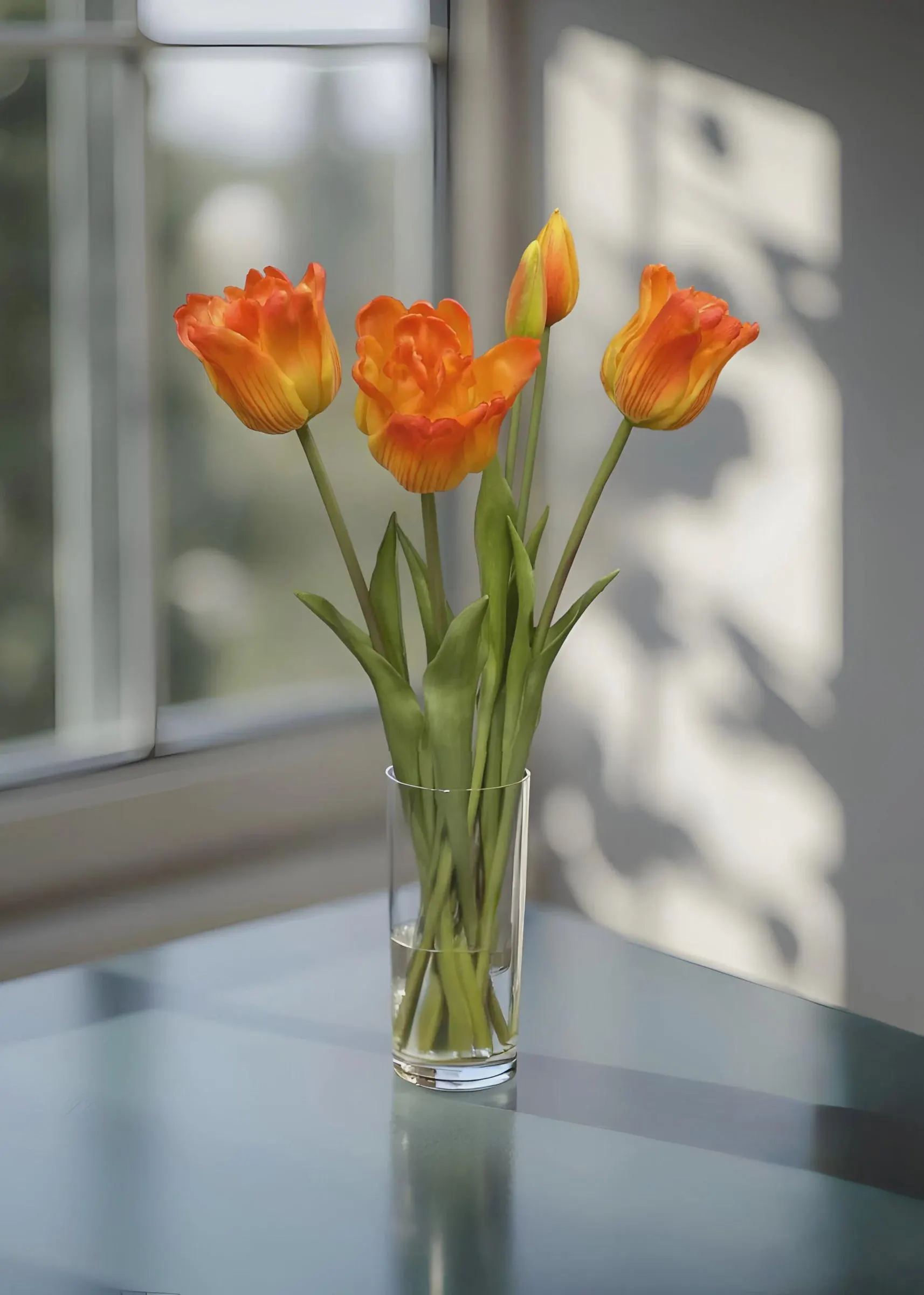 18" Fresh Touch Ruffled Orange Tulips Bunch/Tulips/Pink Tulips /Wedding Centerpieces/Home Decor/Faux Flowers/Silk Flowers/Flower Bouquet