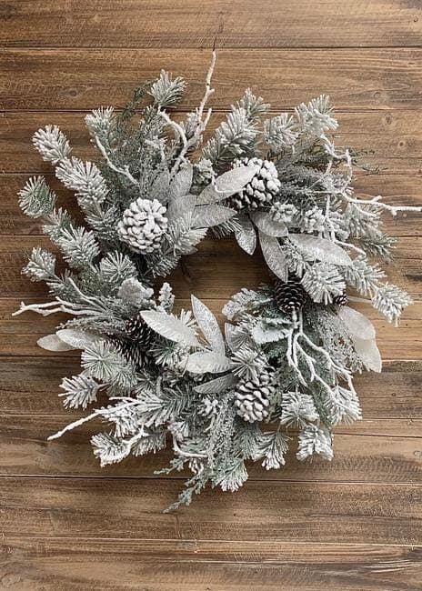 20" Snowdrift Split Pine Wreath With Pine Cones/Green Artificial Wreath/Green Wreath/Natural Looking Wreath/Outdoor Wreath