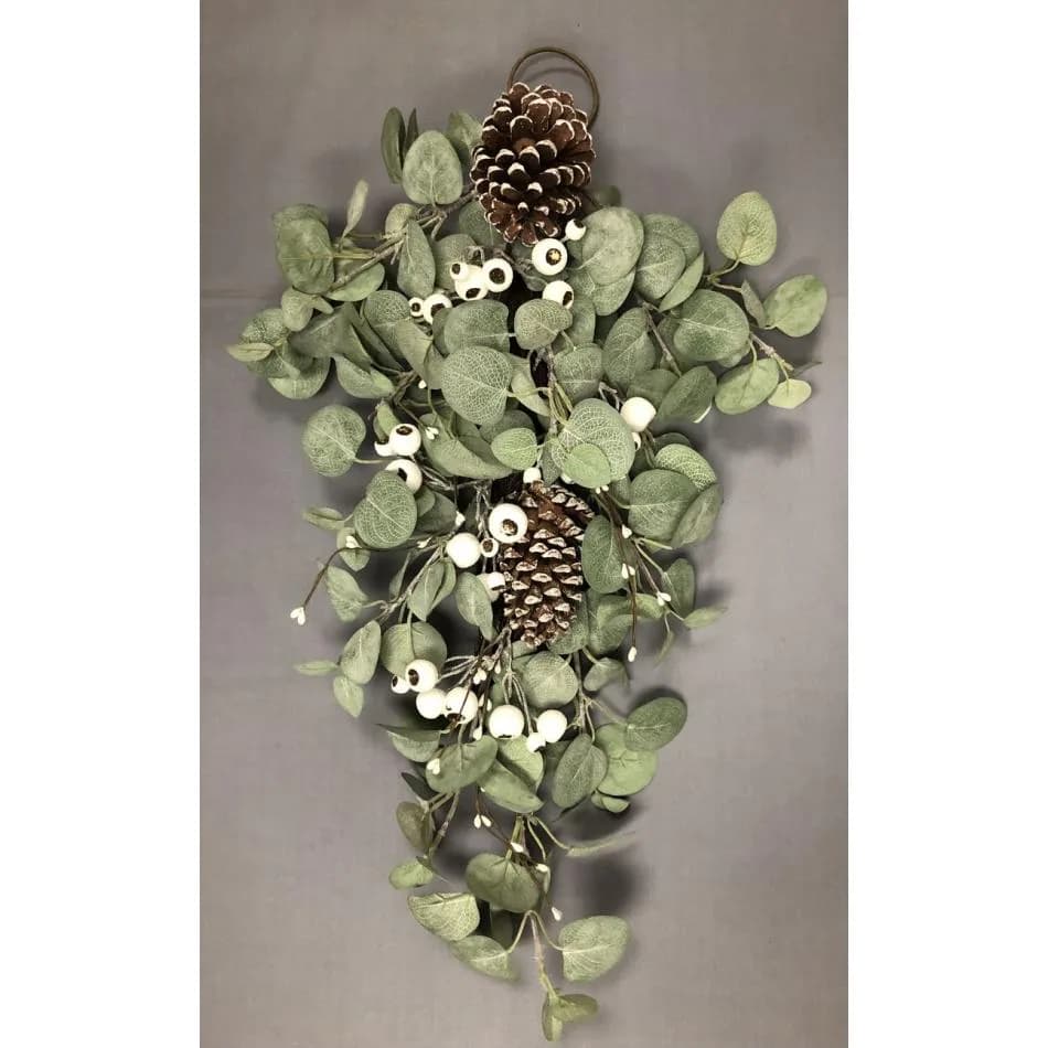 24" White Berry & Pinecone Teardrop/Winter Decor/Faux Teardrop/Winter Decor/Holiday Decor/Indoor Decor/Table Decor