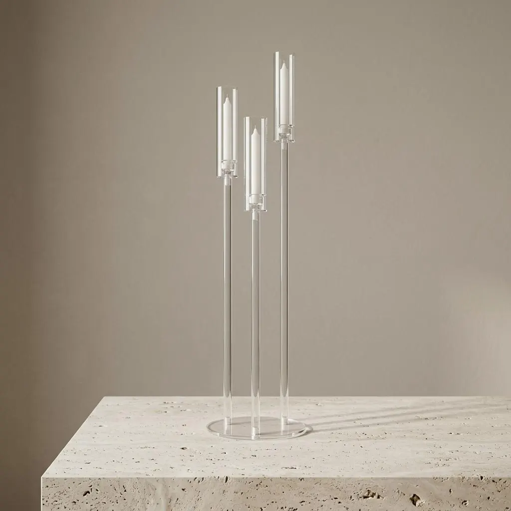 34" Acrylic Candleholder with Glass Top