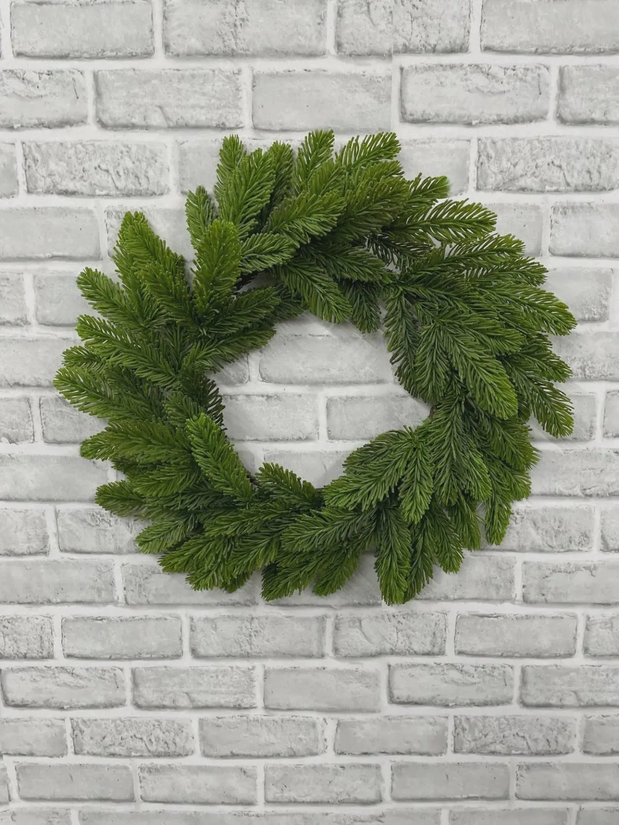 18" Noble Fir Candle Wreath - Fresh Touch Faux Winter Greenery, Christmas Door Hanger, Holiday Table Centerpiece Bowl Holder Supply