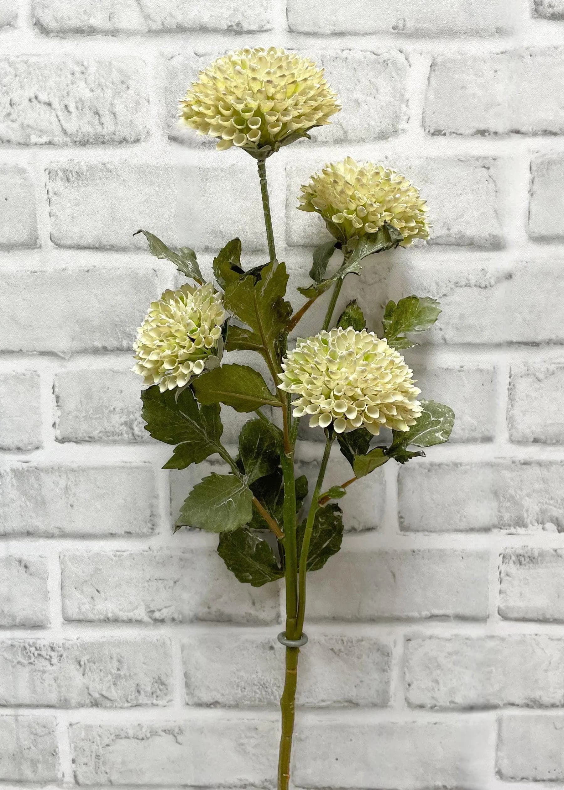 26in Real Touch Scabiosa Spray, Faux Cream Scabious Stem, Luxury Wedding Floral Bouquet, Premium White Pincushion Flower Centerpiece Filler