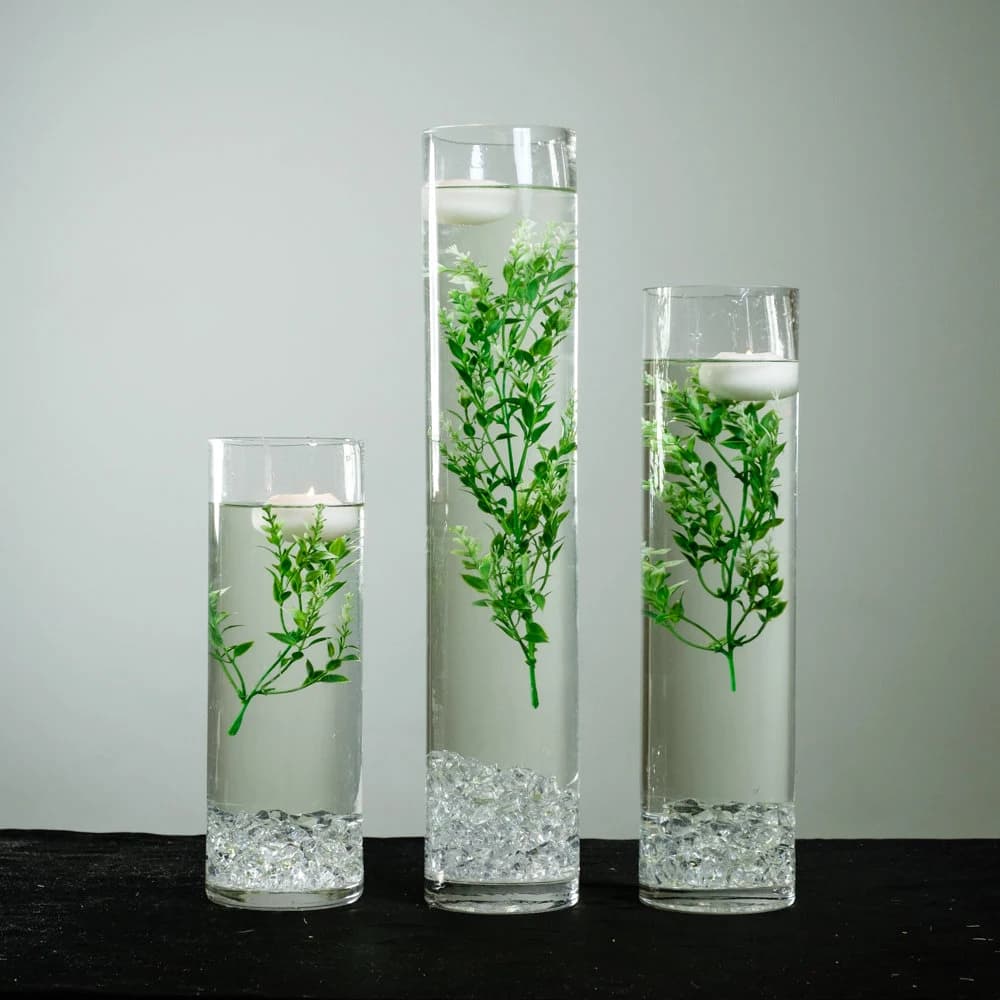 Submersible Green Stardust Floral Wedding Centerpiece with Floating Candles and Acrylic Crystals Kit