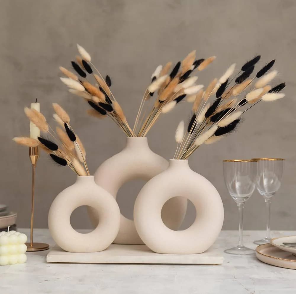 150pcs Bunnytail Arrangement kit/Bouquet, Boho Table Decor, Bunny Tails Dried Flowers, Brown Pampas, White Pampas Grass for Wedding Decor