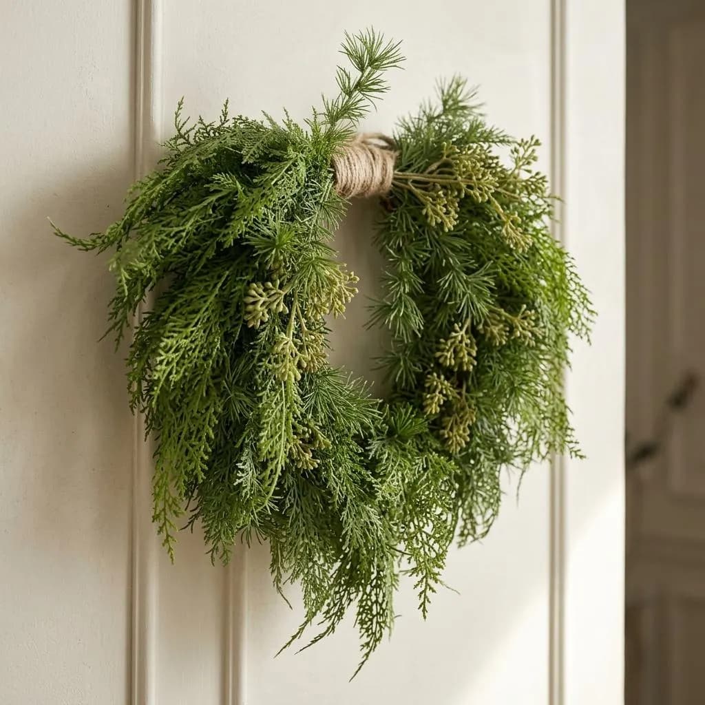 22" Real Touch Cedar Wreath/Green Artificial Wreath/Green Wreath/Natural Looking Wreath/Outdoor Wreath/Green Outdoor