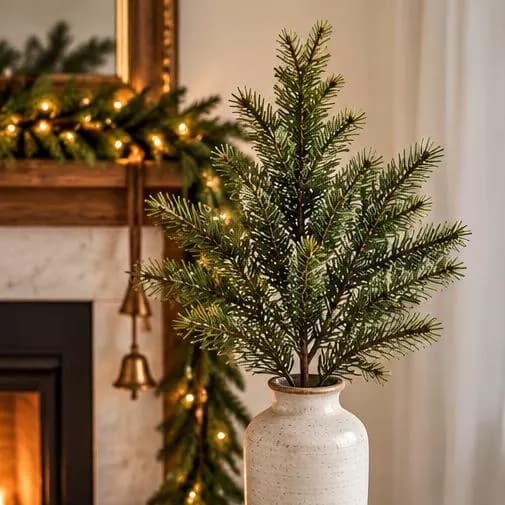26-inch Plastic Muskoka Pine Spray for Christmas Wreaths, Garlands & Floral Arrangements, Seasonal Greenery Craft Supply