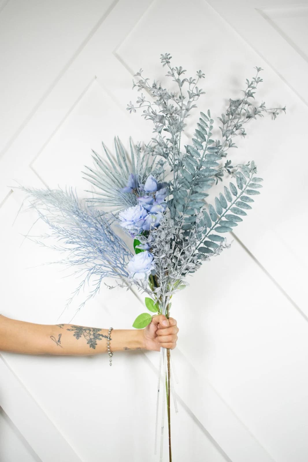 Artificial Ocean Blue Faux Floral Bouquet/Wedding Bouquet/Bridemaids Bouquets/Artificial Bouquets/Faux Pampas Bouquets/Floral Wedding Pampas